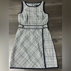 Tommy Hilfiger Plaid Dress Womens sz 6 Office Career Academia Preppy Navy & Gray